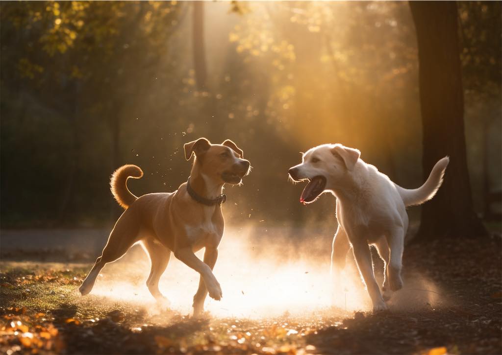 dogs play sunshine blurry bokeh background eac ea f add faca